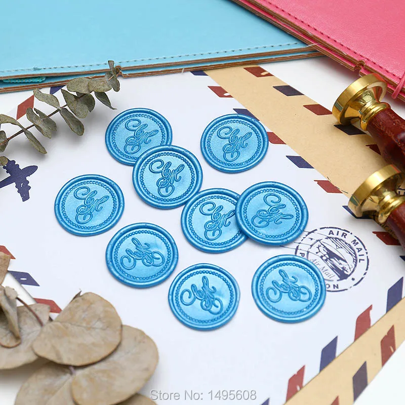 2 initials Self Adhesive Wax Seal Stickers, envelope seal, invitation stickers ,23 Color