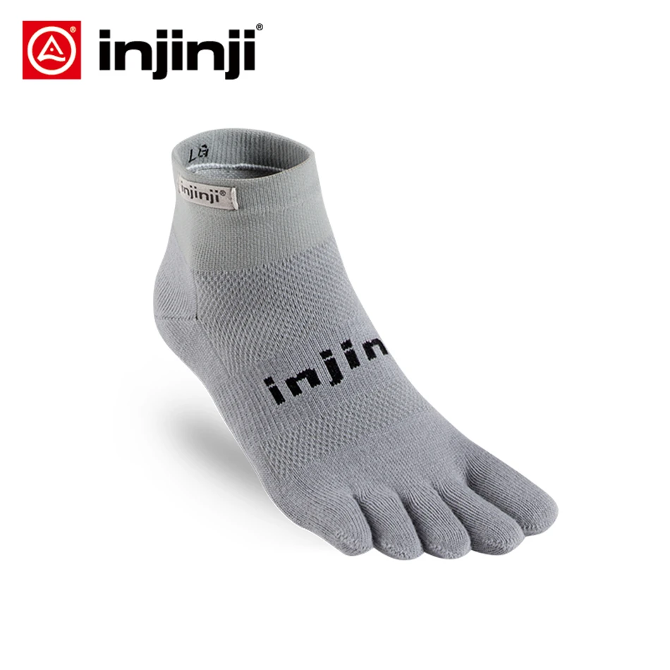 

INJINJI Five Finger sneakers socks Mini-Crew MidWeight NuWool Warm Wool Sweat and Deodorant Hiking Heated Cycling for men