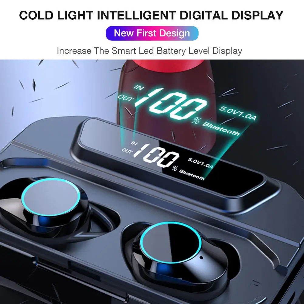X6 TWS Wireless Bluetooth 5.0 Earphone Touch Dual Smart Digital Display IPX6 Waterproof Headset With 3300mAh Charging Case