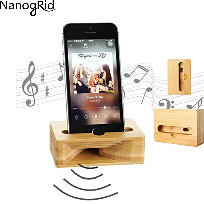 

Universal Mobile Phone Loudspeaker Speaker For iphone Samsung Sony Wooden Holder Sound Amplifier Bamboo Bracket Wood desktop