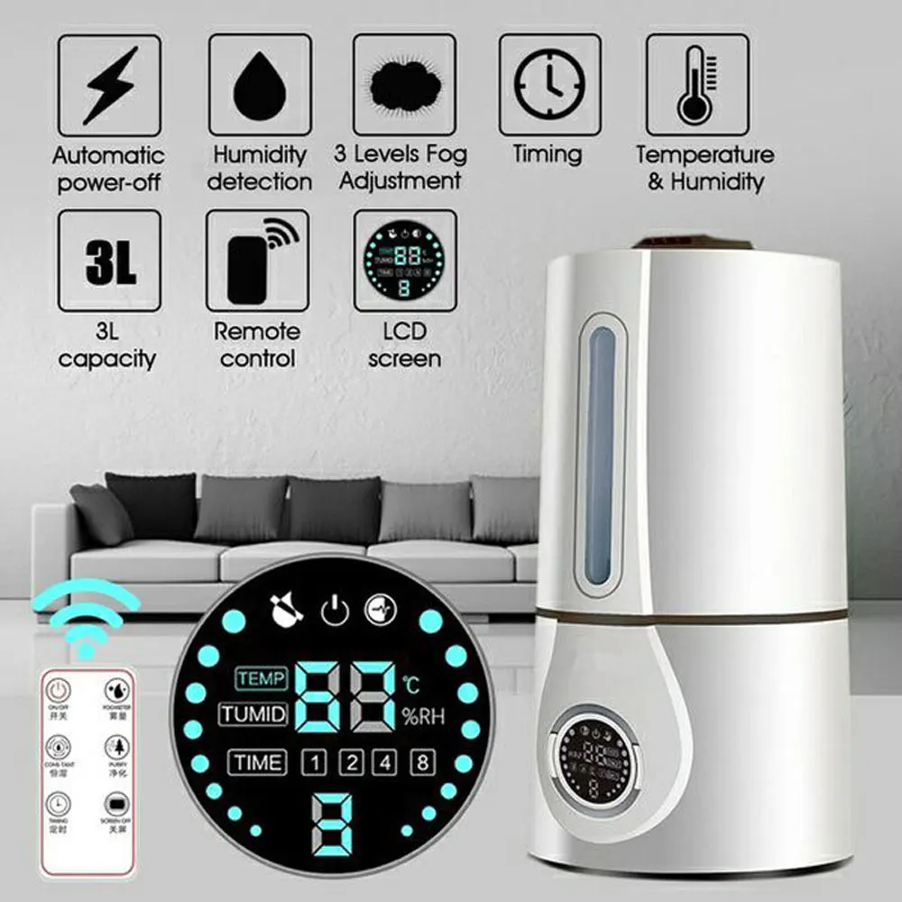 

Remote Control 3L USB Electric Aroma Air Diffuser Ultrasonic Air Humidifier Essential Oil Aromatherapy Cool Mist Maker For Home