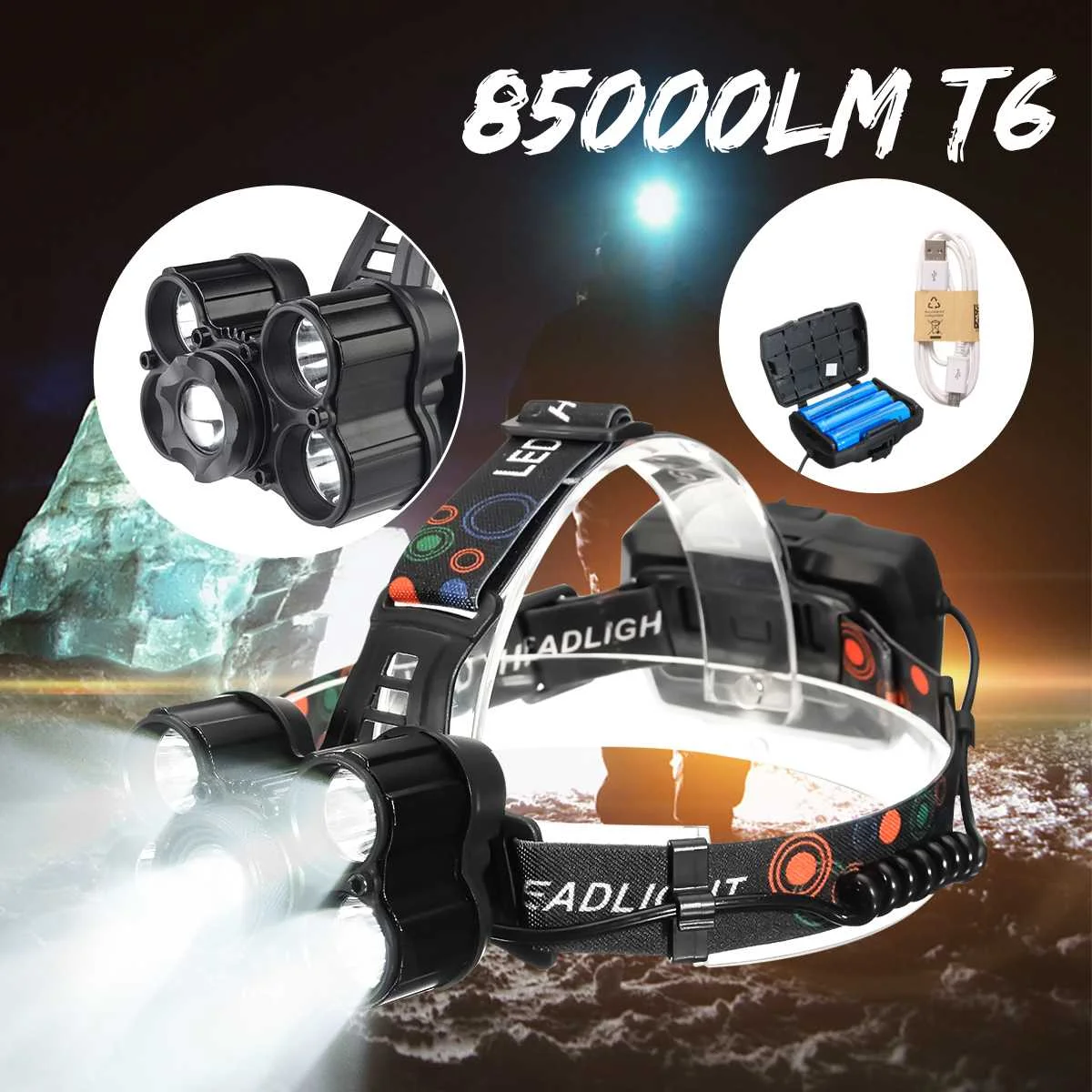 

850LM T600 headlights Push switch 4-speed adjustment Telescopic zoom