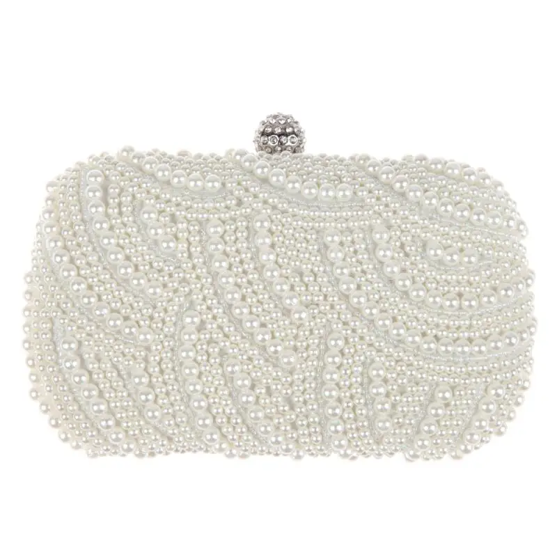 

Oval Shaped Pearl Beaded Handbag Women White Clutch Bag Elegant Chain Shoulder Handbags Wedding Bridal Purse Clutch Female Z80