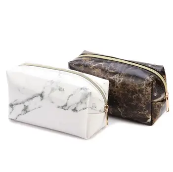 

Large Marble Pencil Case Leather Pen Bag for Student Gift PU Pencil Organizers Office School Travel Supplies