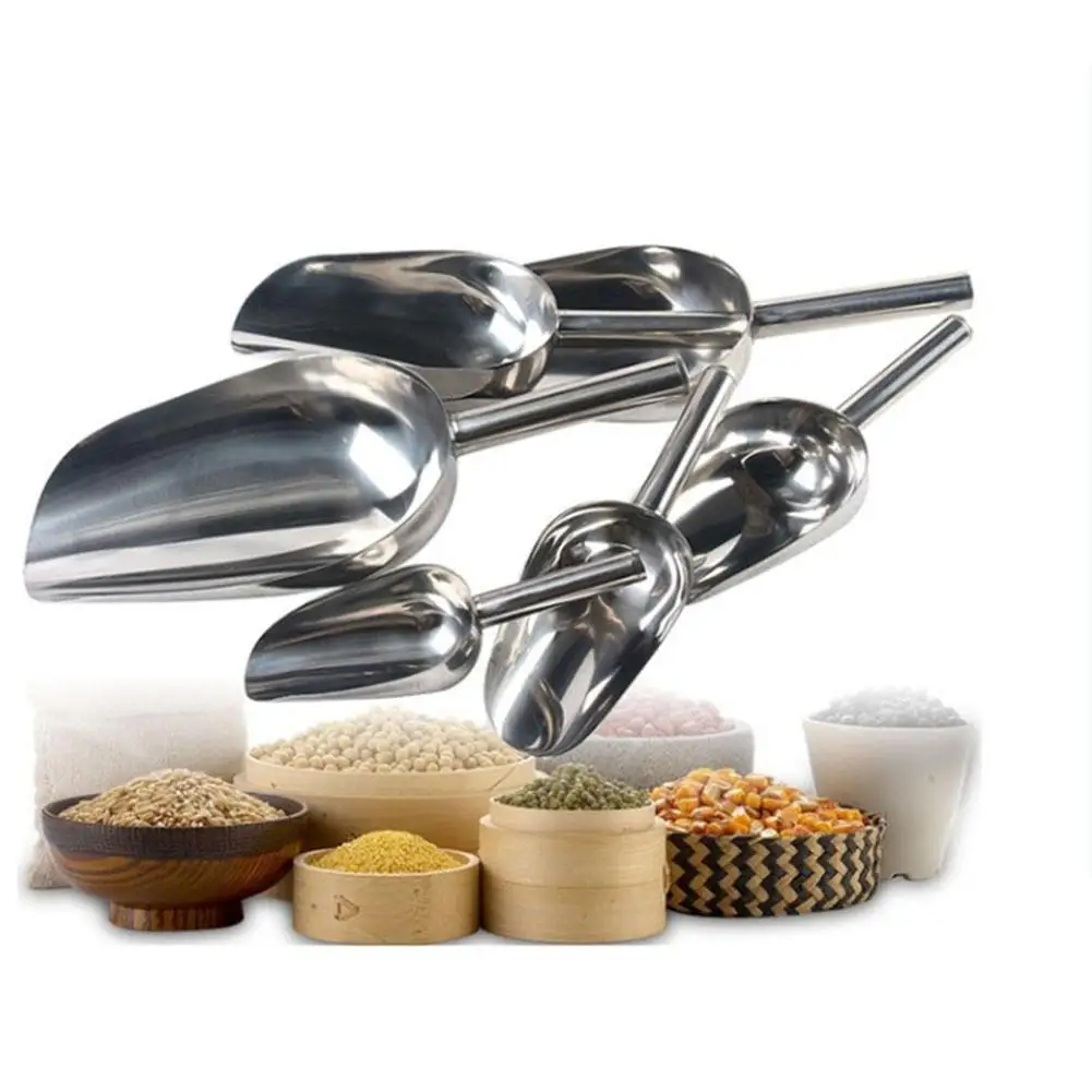 

Functional Stainless Steel Shovel Ice Scoop for Kitchen Bar Sugar Flour Buffet Dry Foods