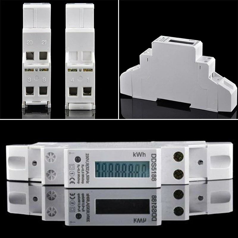 

1pc LED Rail KWH Meter DDS5188 LED Digital Display Pulse AC Meter Electric Meter KWH LCD 5/32A with S0 For DIN Rail