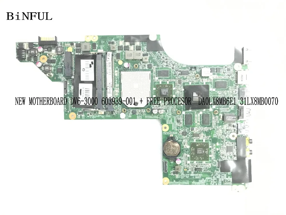 BiNFUL 100% جديد اللوحة 603939-001 DA0LX8MB6D1 ل جناح HP DV6-3000 الكمبيوتر الدفتري سلسلة HD5650 + شحن وحدة المعالجة المركزية