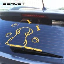 BEMOST Car Styling Animal Cartoon Funny Spotted Dog Moving Tail Car Stickers Reflective Auto Window Wiper Decals 24.3*22cm car styling cool flying eagles with wings car stickers bird hawk motorcycle bike decals auto window tail bumpers