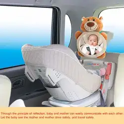 Детское автомобильное заднем сиденье, зеркало плюшевый медведь мультфильм регулируемый дети младенческой безопасности монитор вид
