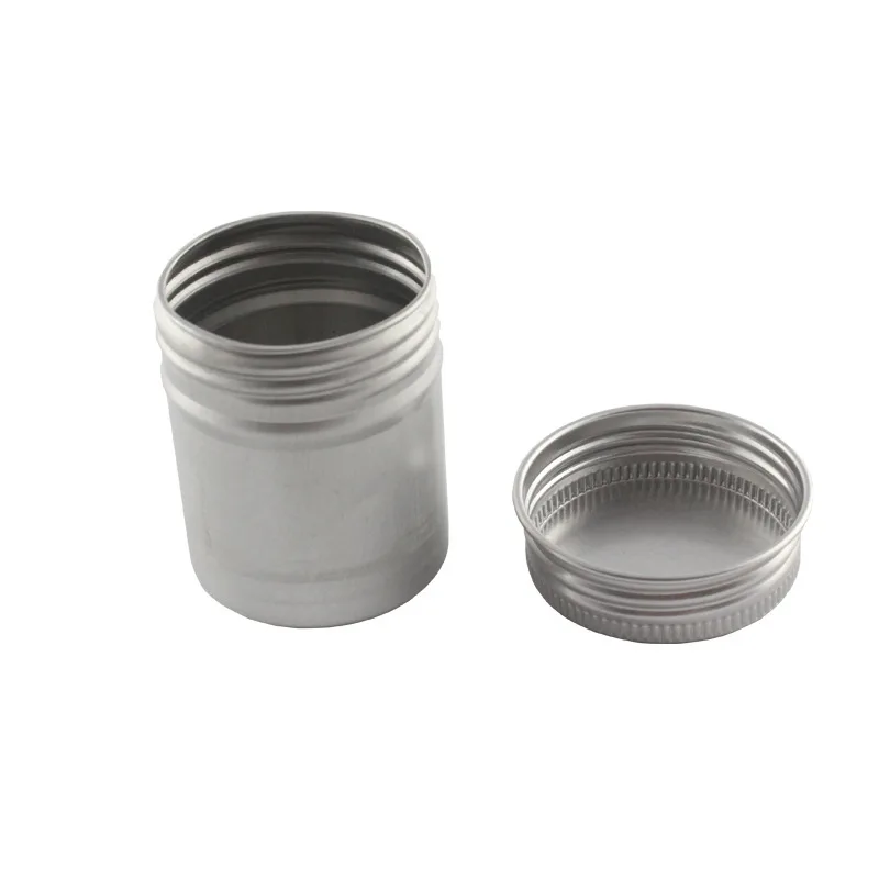 50ml Metal Tins Lids Continuous Thread Cap Craft Organizer Bottle Cylinder Airtight Aluminum Container Jar 50g Coffee Canister