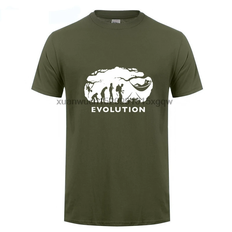 

GILDAN Newest 2017 Men's Fashion Sleeve Tops Tshirt Homme Bushcraft & Survival Hammocking Evolution Print Men T Shirt Summer
