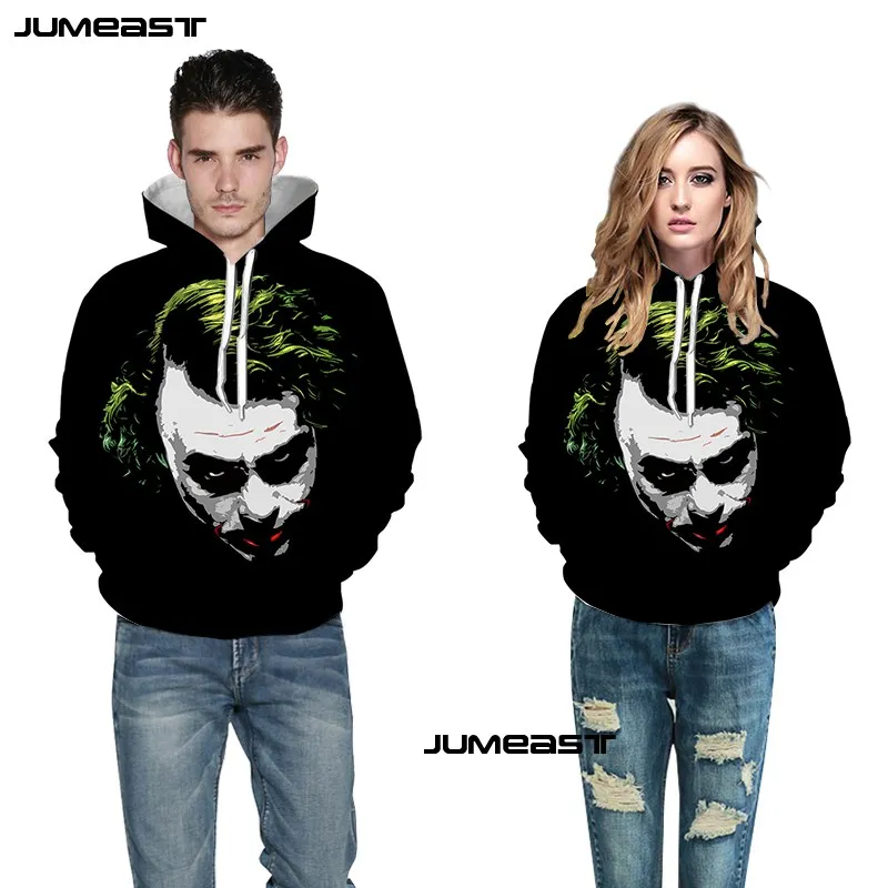  Jumeast The Joker 3D Print Men/Women Hoodie DC Comics Super Villains Hooded Sweatshirt Long Sleeves