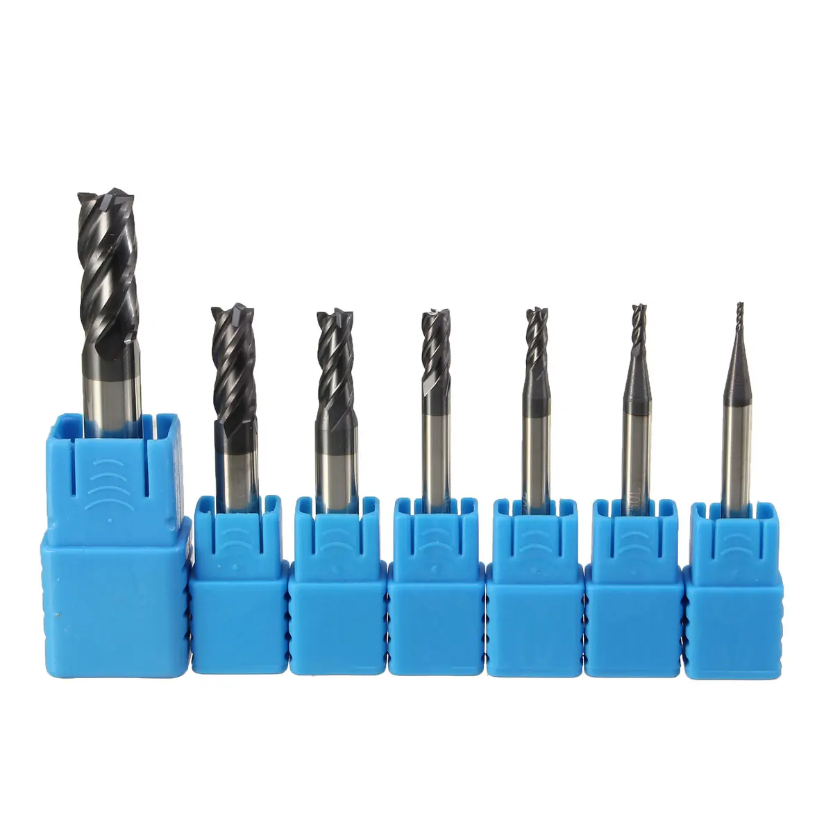 

7pcs/Set End Mill 4 Flute Milling Cutter Straight Shank CNC Tool M1-8 HRC50 Tungsten Carbide 1mm-8mm Cutter for Home DIY Use