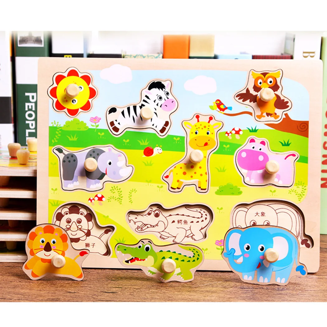 Деревянные игрушки montessori головоломки/рукой захватите Board Набор образовательных