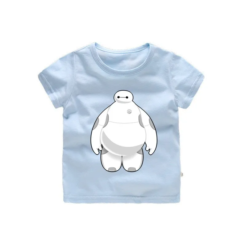От 2 до 12 лет новая футболка с круглым вырезом для маленьких девочек Baymax хлопковая