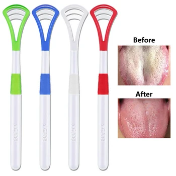 

Hot 1PC Random Color Tongue Brush Cleaner Scraper Cleaning Care Oral Hygiene Healthy