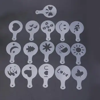 

16Pcs/set DIY Coffee Latte Mold Dusting Pad Latte Cappuccino Coffee Stencils Cake Cookie Model Kitchen Art Baking Tools