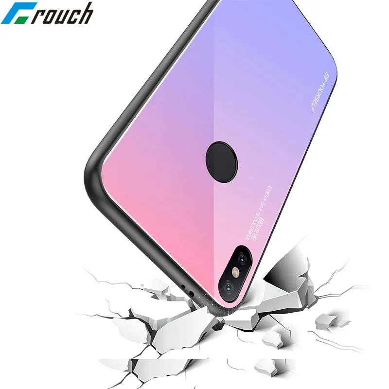 

Gradient Tempered Glass Case For Xiaomi Redmi Note 5 6 Pro 6A Soft Silicone Edge For Xiaomi Mi 8 A2 Lite Mi6 Pocophone F1 Coque