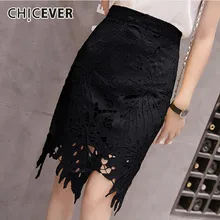 CHICEVER Весенняя Милая Кружевная открытая Женская юбка с высокой талией на молнии, нестандартная мини-юбка выше, модная новинка