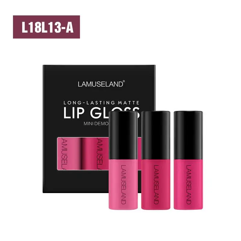 

New 3Pcs/Set Waterproof Long Lasting Matte Mini Lipstick Makeup Lip Gloss Set Makeup Beauty Tool Portable Harmless Skin-friendly