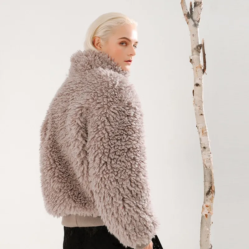 Longues Épais De Manteau 2018 À Hiver Femmes Mode Laine Au Manches Manteaux Veste Femme Lâche Marée Abricot Apricot Revers Nouveau Automne Vgh D'agneau Chaud Garder En 8Tq1wAw