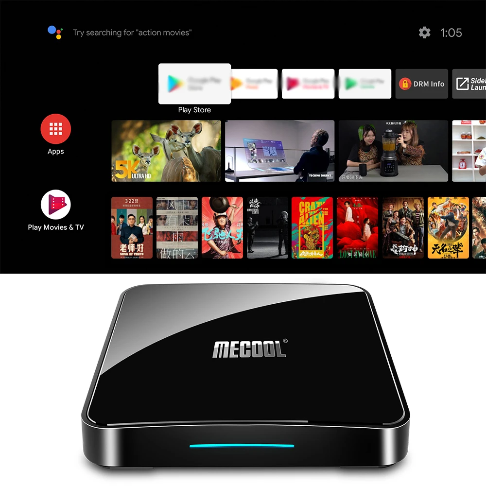 ТВ приставка MECOOL KM3 Smart Android 9 0 Amlogic S905X2 4 ГБ/64 Гб Dual Wifi Bluetooth голосовое дистанционное