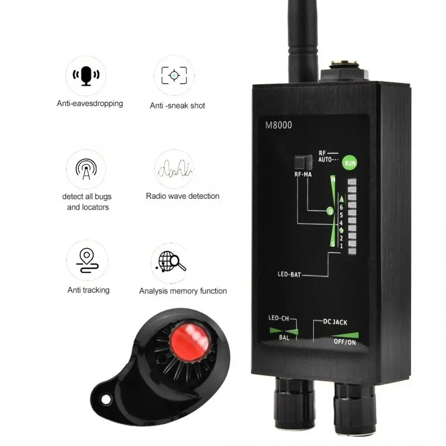 

M8000 Radio Anti-Spy Detector 1MHz-12GH Signal Auto Tracker Detector GPS Tracker Finder Bug With LED Antenna seguridad