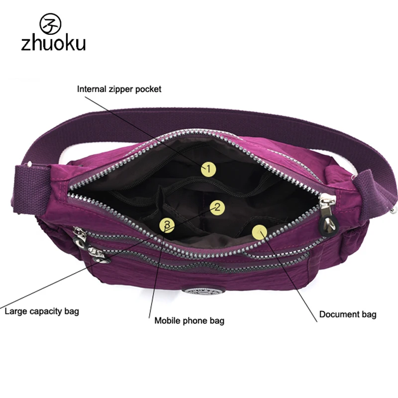 

Zhuoku Waterproof Women Bag Brand Design Hobos Shoulder Crossbody Bags For Women 2019 Shoulder Messenger Bag