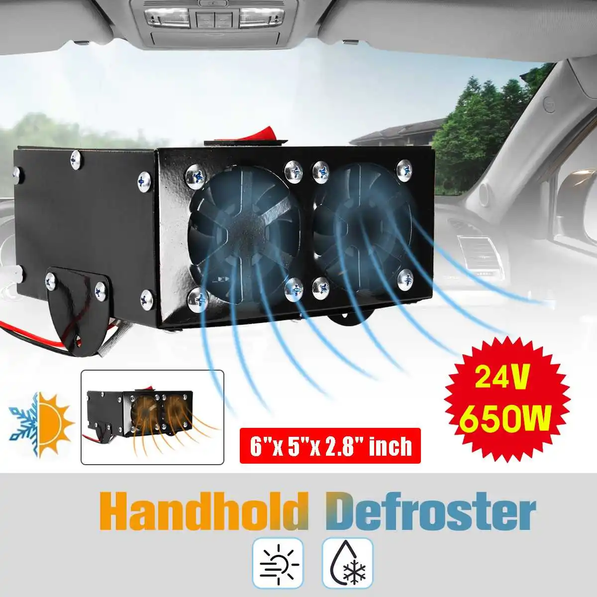 

Autoleader 650W 12/24V Auto Car Heater Defroster Demister Heating Warmer Car Dryer Electric Fan Heater Windscreen Defroster