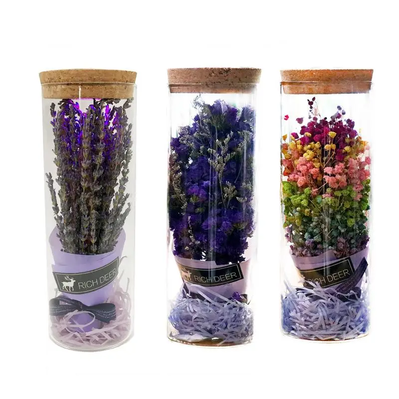 

Eternal Flower Bouquet Babysbreath Luminous Bottle Forget Me Not Everlasting Flower Bouquet Lavender Dried Flowers Wedding Gift