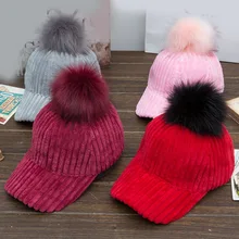 Новинка, Вельветовая бейсбольная кепка с шариками для волос, модная женская Зимняя кепка, Женская Бейсболка, кепка s casquette