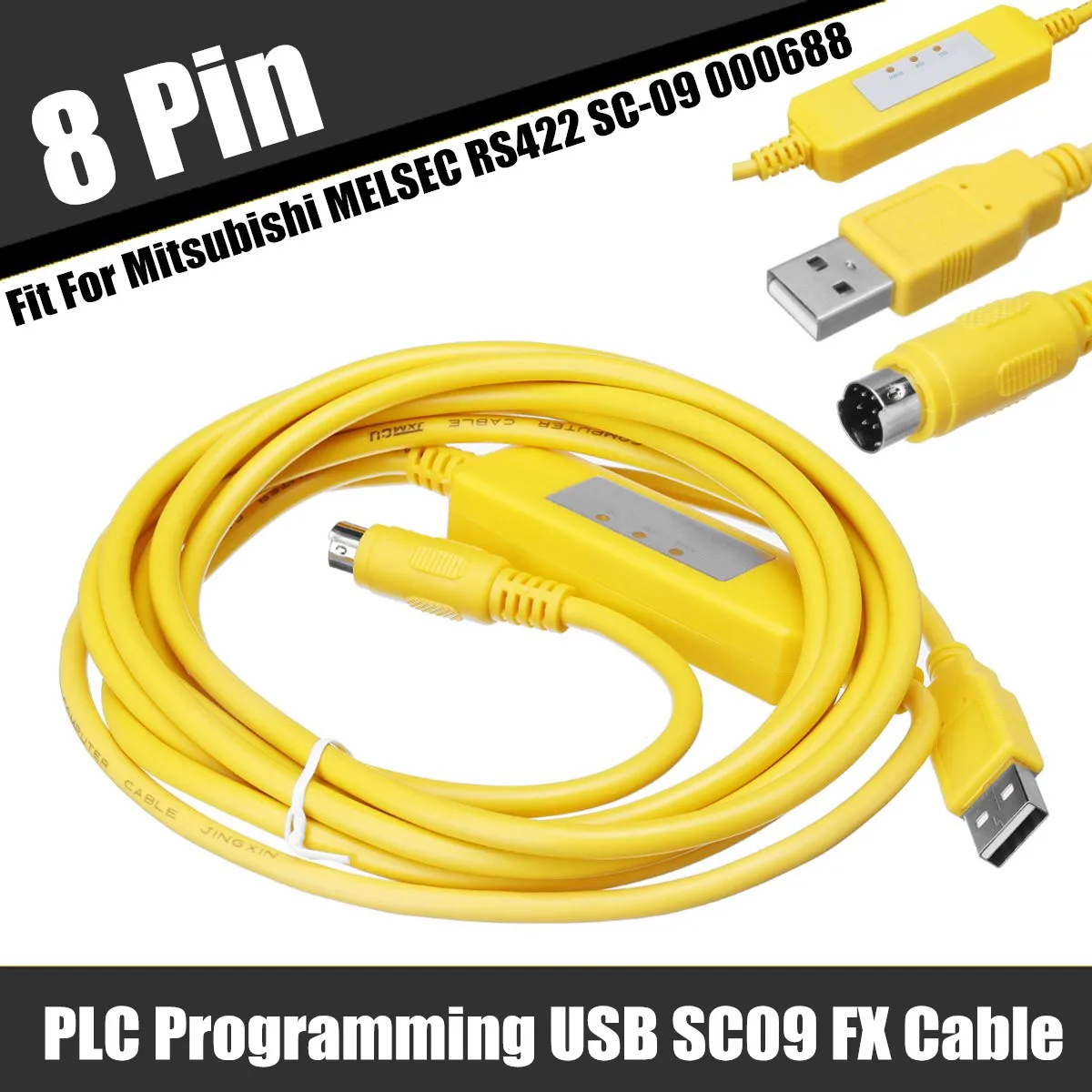

PLC Programming USB-SC09-FX Cable 8 Pin For Mitsubishi MELSEC RS422 SC-09 000688 With Communication Indicator Newest