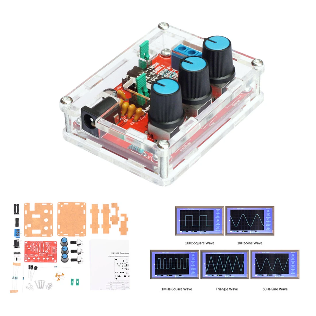 Функция генератор сигналов DIY Kit синуса/Треугольники/квадратный Выход 1 Гц-1 мГц генератор сигналов Регулируемая частота амплитуда XR2206