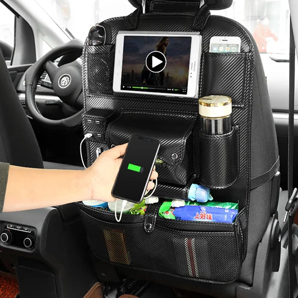 Сумка для хранения автомобильного сиденья Usb зарядное устройство искусственная