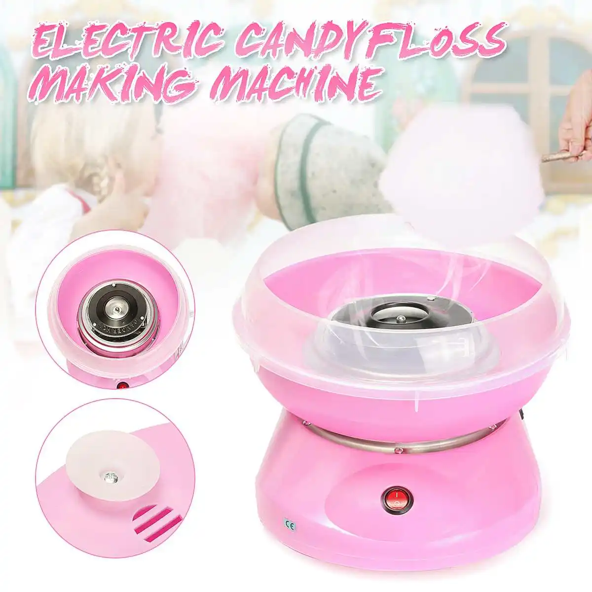 

220V Household Electric Cotton Candy Machine Floss Maker Commercial Candyfloss Making Machine EU Plug for Kids DIY Food Gift