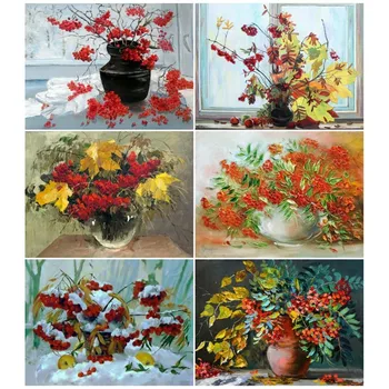 

EverShine DIY Rowan Diamond Painting Full Round Diamond Embroidery Cross Stitch Flowers Picture Of Rhinestones Mosaic Wall Decor