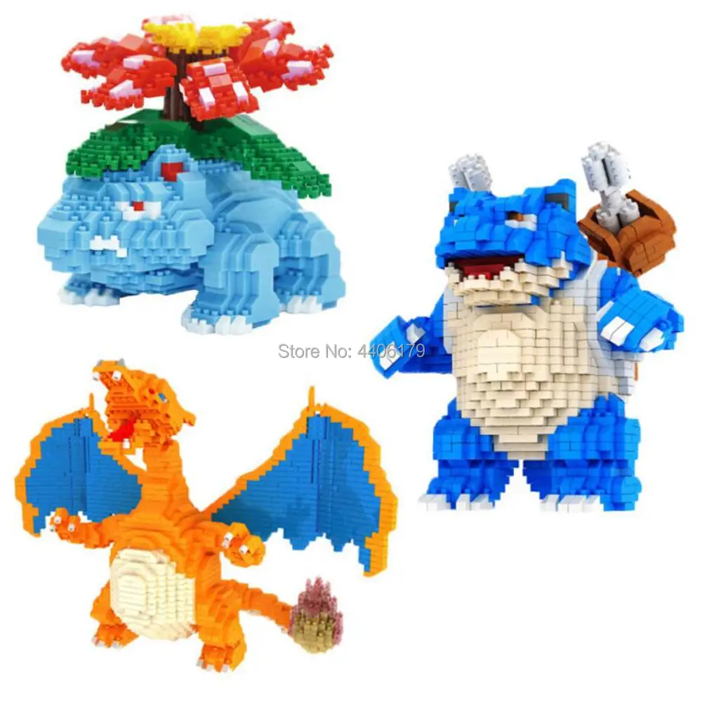 

hot LegoINGlys creators Game Cartoon Image Micro Diamond Building Blocks Venusaur Blastoise firedragon model bricks toys gift
