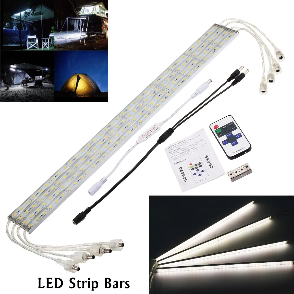 DC 12V водонепроницаемый беспроводной 4 шт 50 см светодиодный светильник 5630 SMD теплый