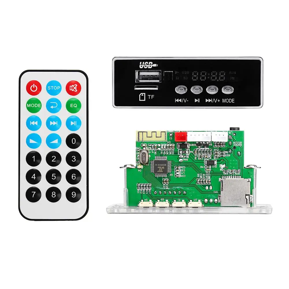 

12V Blue LED MP3 Audio Decoder Board Lossless FLAC APE 4.2 bluetooth Decoder With Remote Control TF Card FM Radio