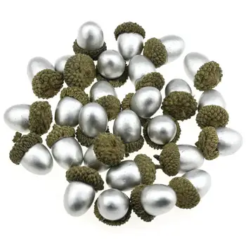 

Gresorth 50pcs Fake Silver Acorn Decor Artificial Acorns DIY Craft Material Party Festival Christmas Fruit Decoration