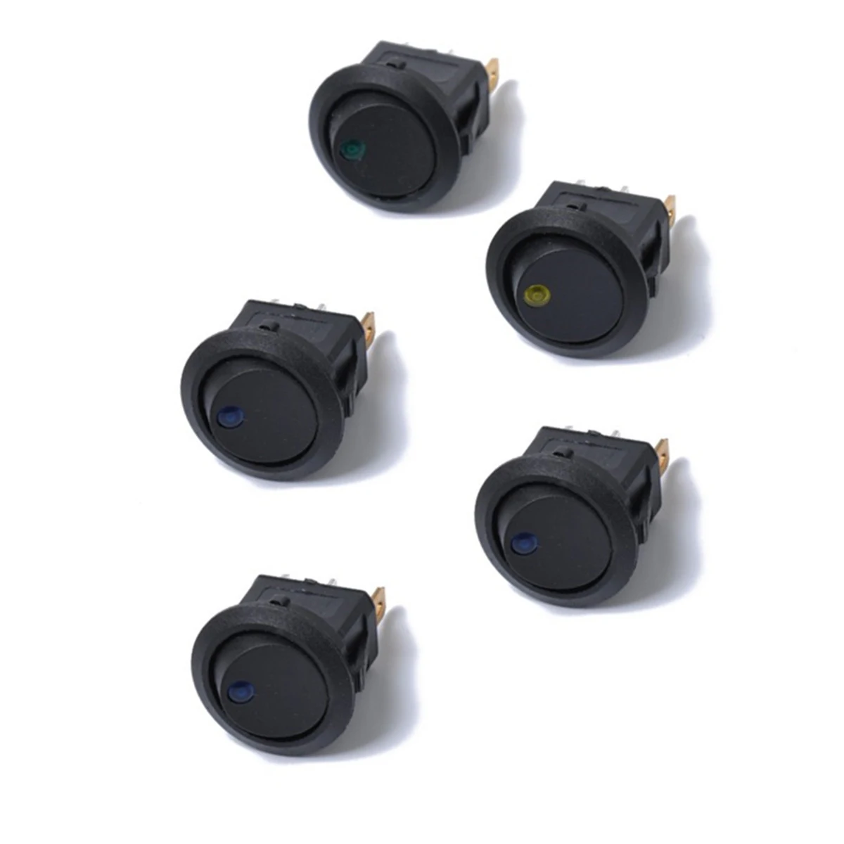 

5 PCS Plastic Car Rocker Switches 12V 3 Pins On Off Controls (Blue Light)