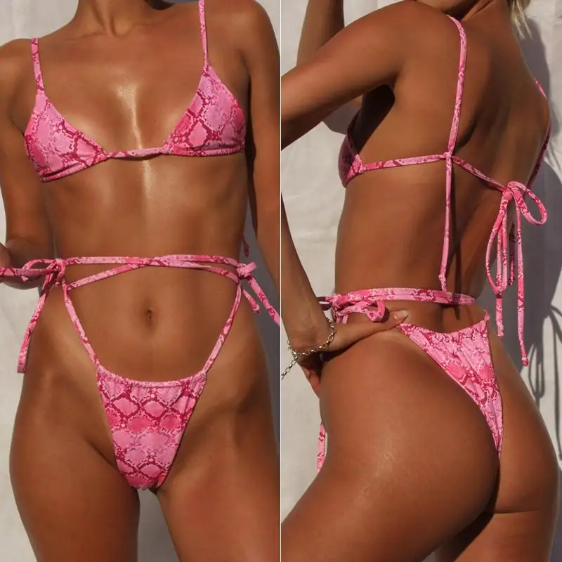 Misswim женские стринги бикини 2019 года купальник с высоким вырезом розовый комплект