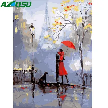 

AZQSD DIY Oil Painting Lovers Embracing Painting By Numbers Bridge Paint Canvas Picture Hand Painted Modern K126