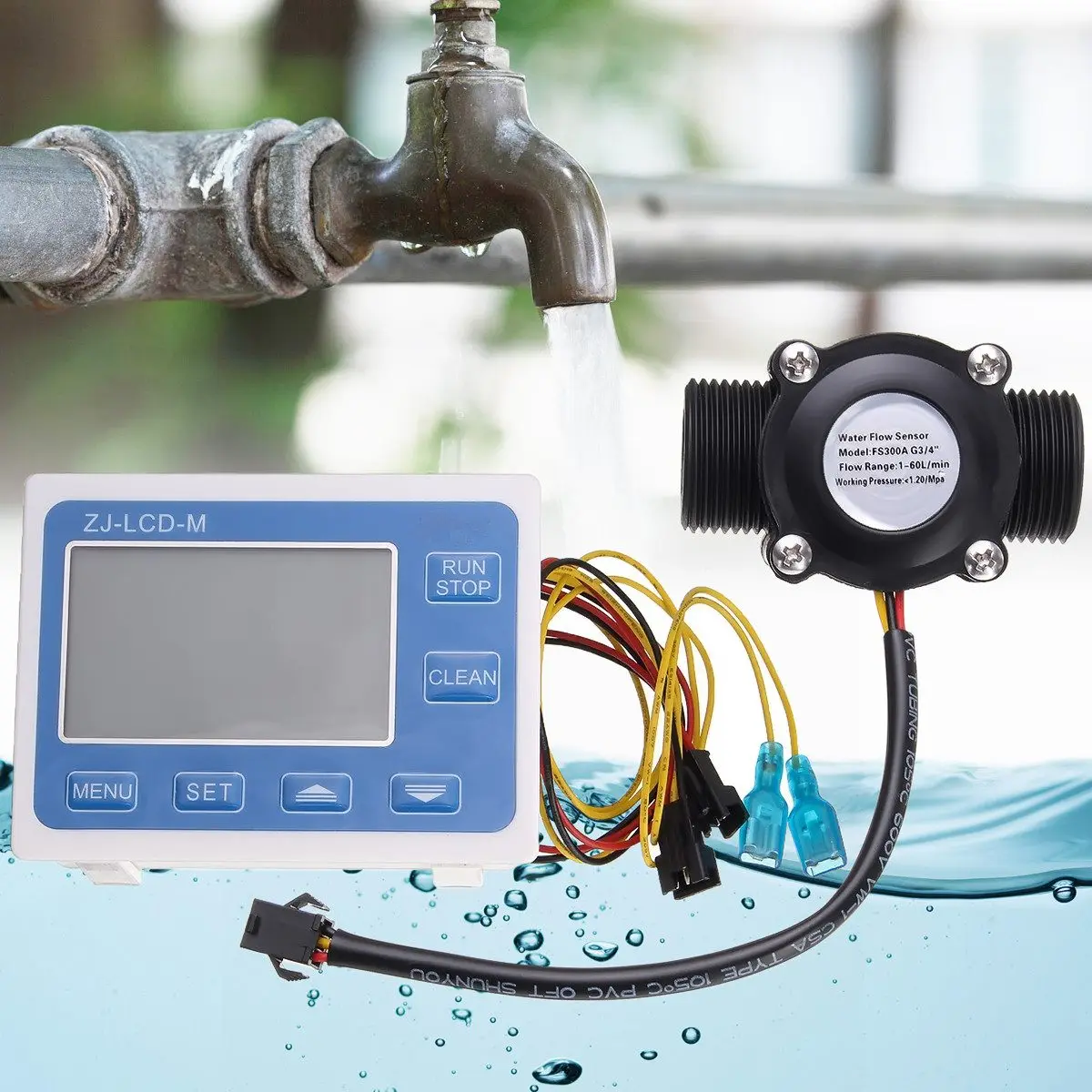 

G3/4inch Control Flow Water Sensor Meter + Digital LCD Display Quantitative Control 1-60L/min
