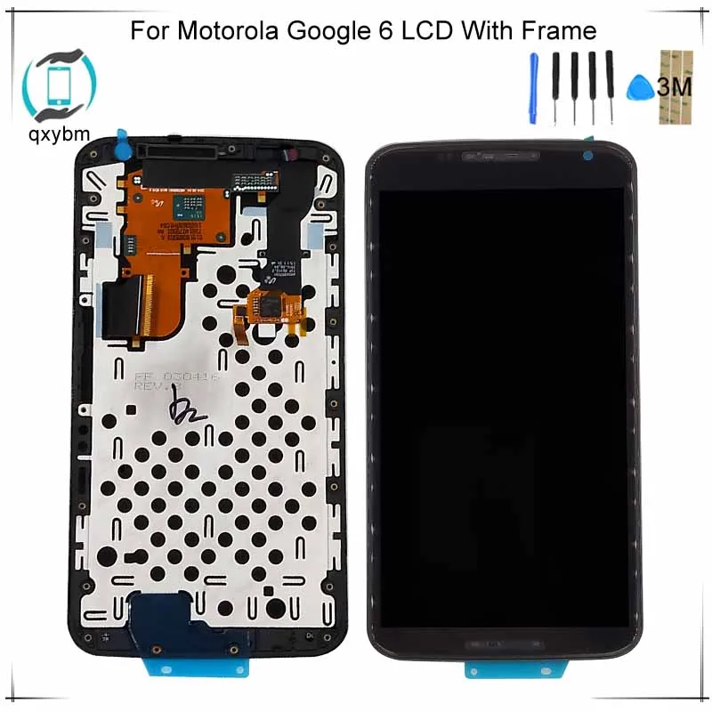 

5.96" For Motorola For Moto Google Nexus 6 XT1100 XT1103 LCD Display Touch Screen With Frame Digitizer Assembly + 3M Sticker