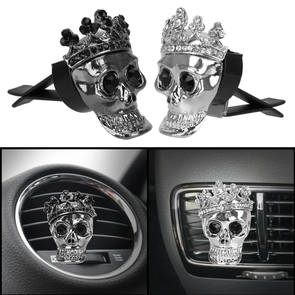 Car Perfume Air Freshener Metal Skull with Crown Car Ornament Auto