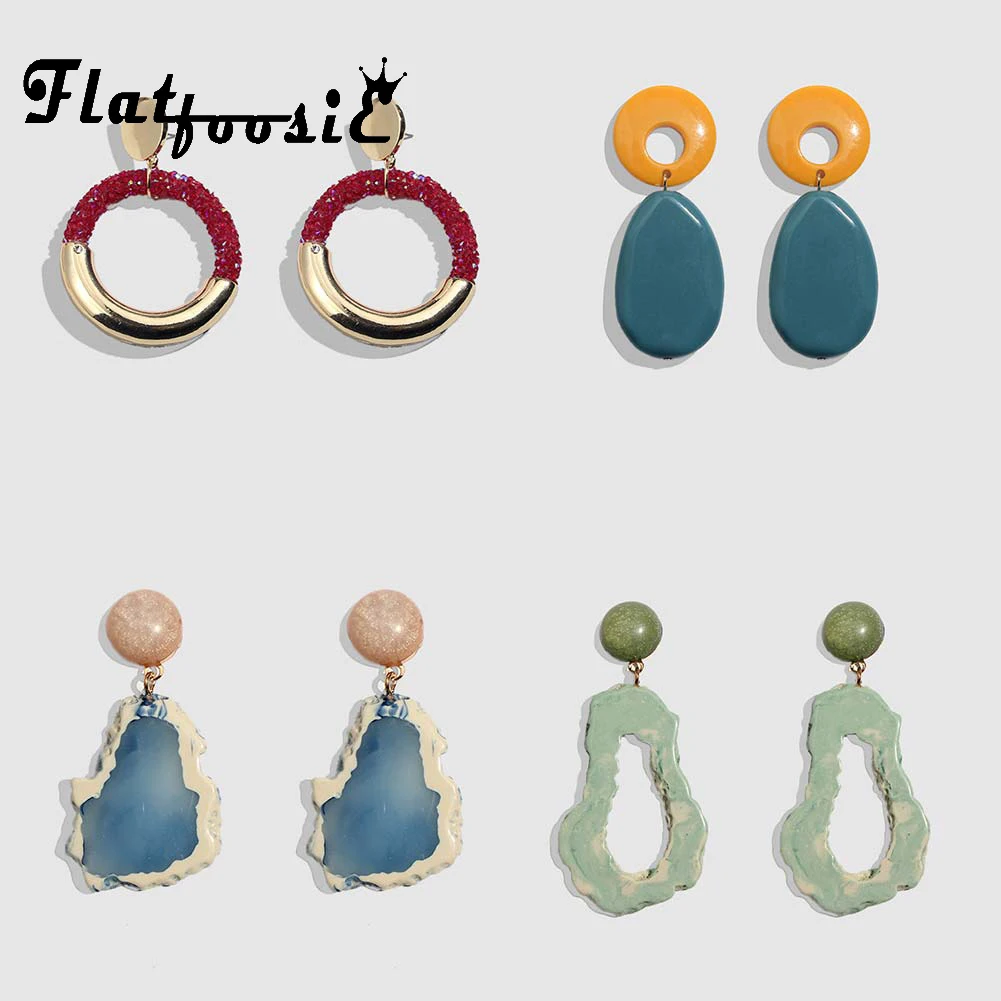 Женские винтажные серьги Flatfoosie разноцветные богемные серьги-подвески в