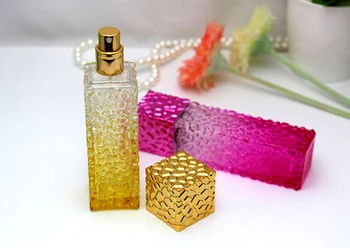 

100pcs 50ML Water Cube color spray perfume bottle empty glass spray packing bottle new
