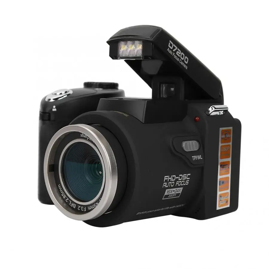 D7200 33MP cámara Digital DSLR 0.5X lente de gran angular + 24X teleobjetivo lente + luz LED LCD TFT de 3,0\