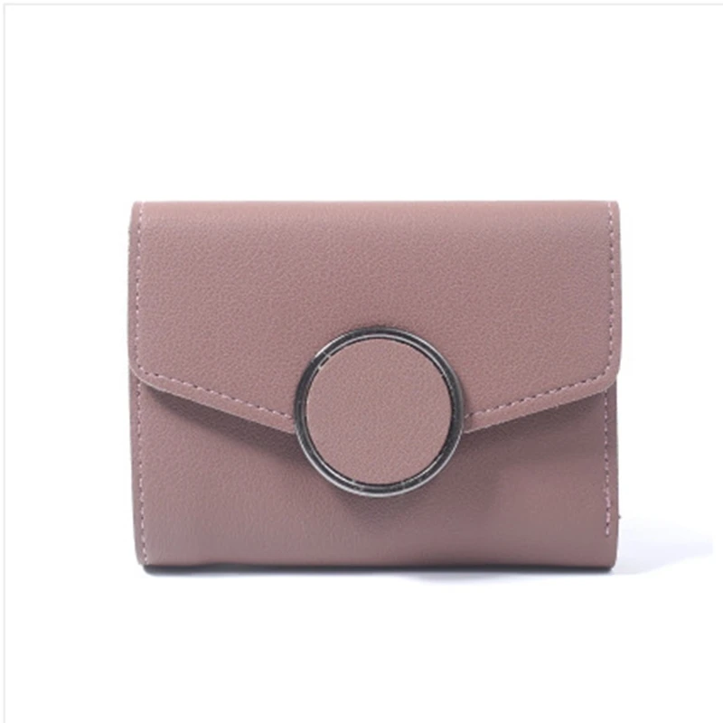 

Wallet Female Short Paragraph Japan And South Korea Simple Buckle Three Fold Coin Purse Ring Europe And United State
